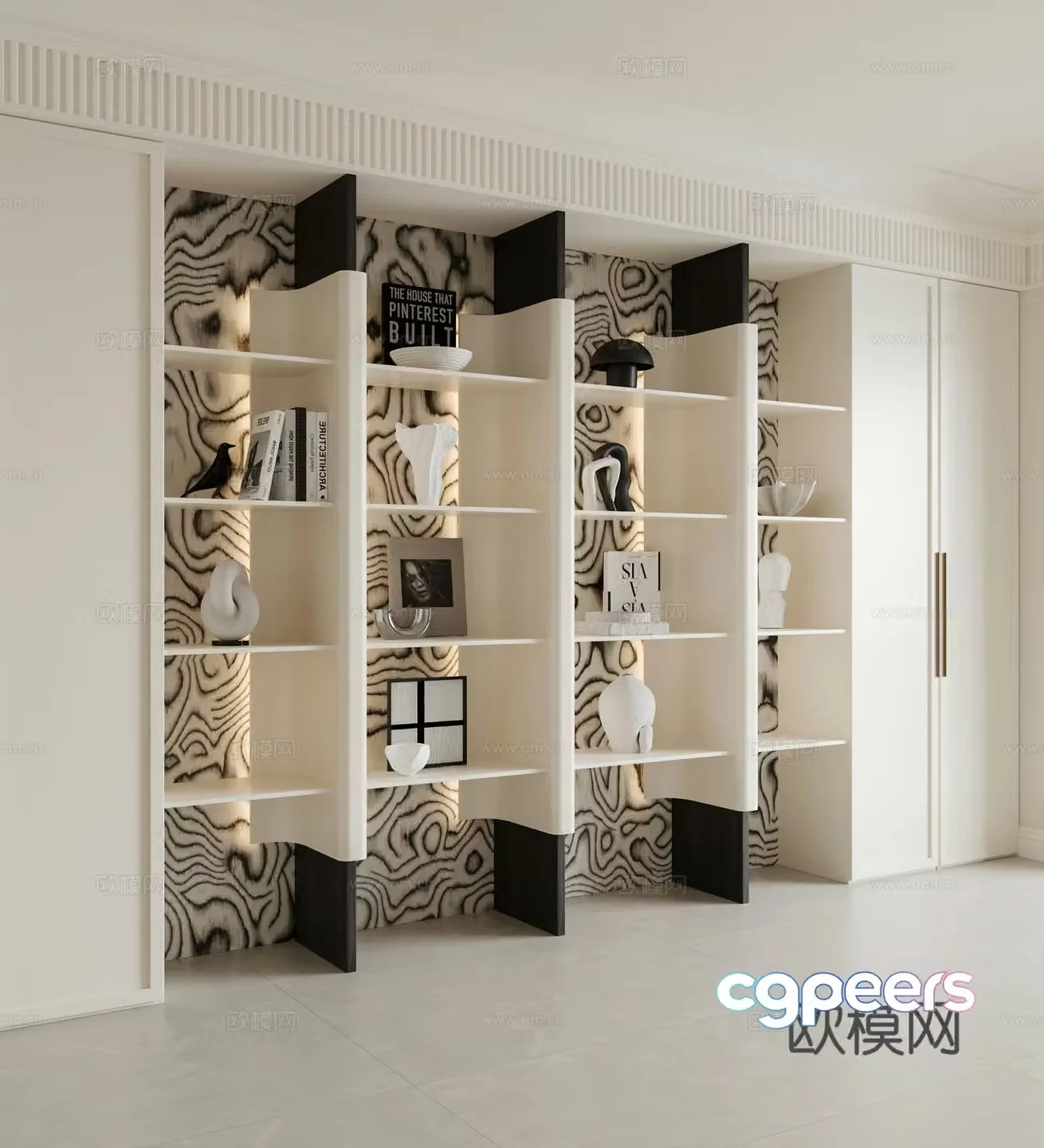 Modern medieval style bookshelf 3D model