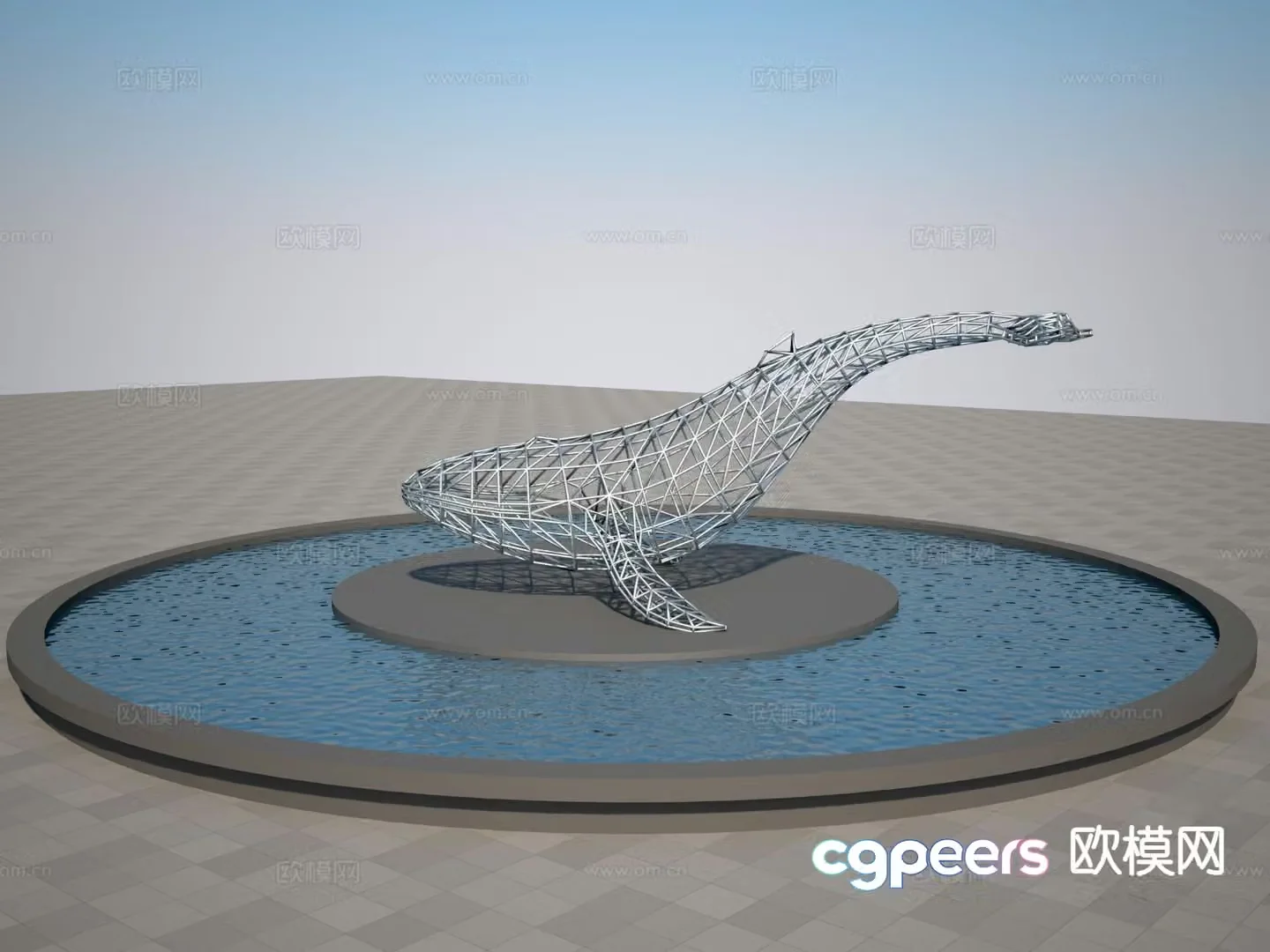 Braided whale sculpture 3d model
