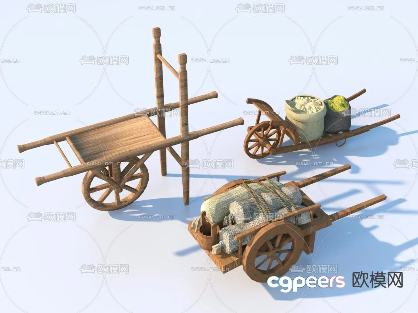Wheelbarrow Rural Farming Sketch Farm Tools 3D Model