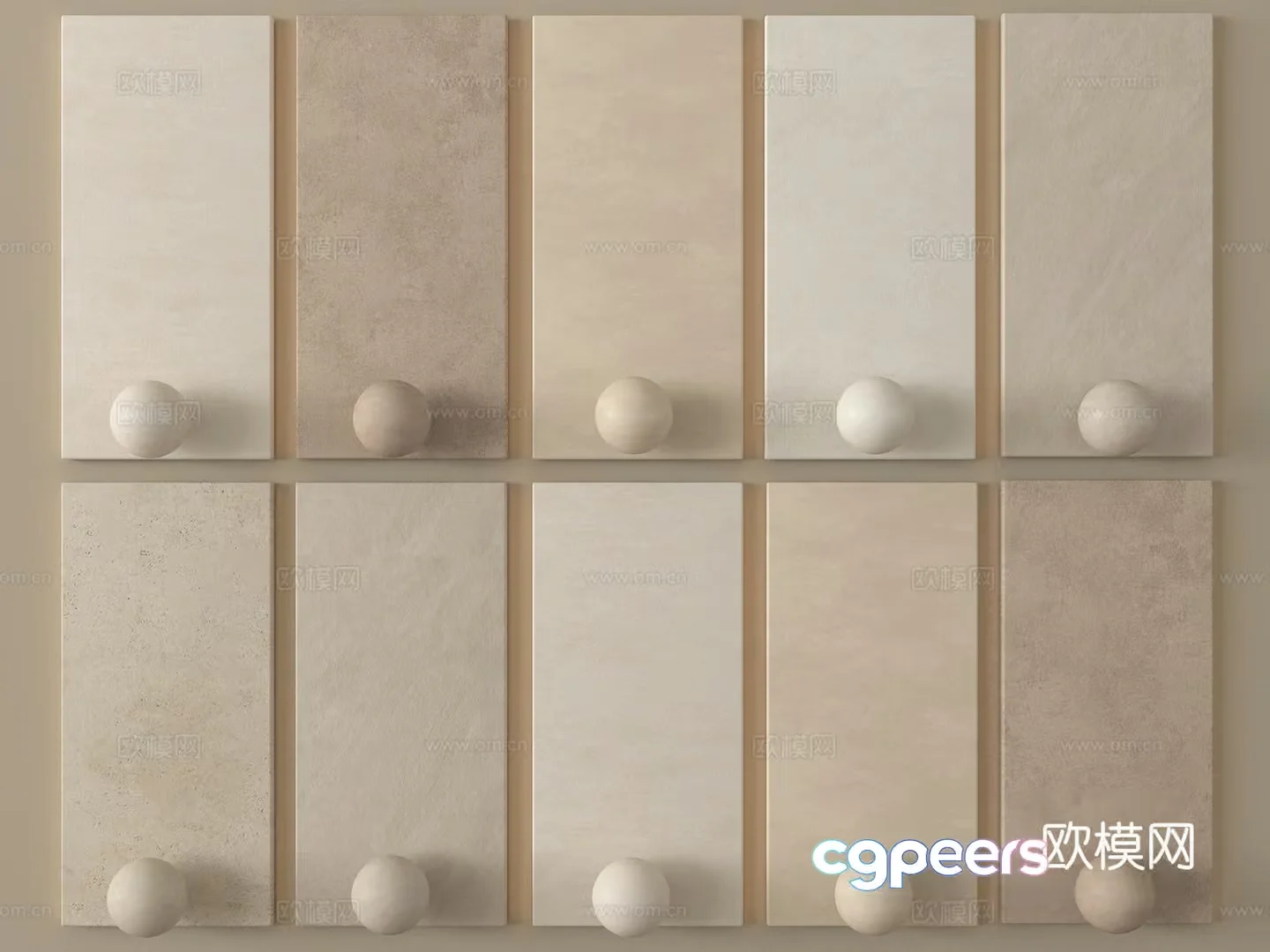 Modern Ceramic Tiles With Beige Spheres 3D Model – 5434 – VRAY Render
