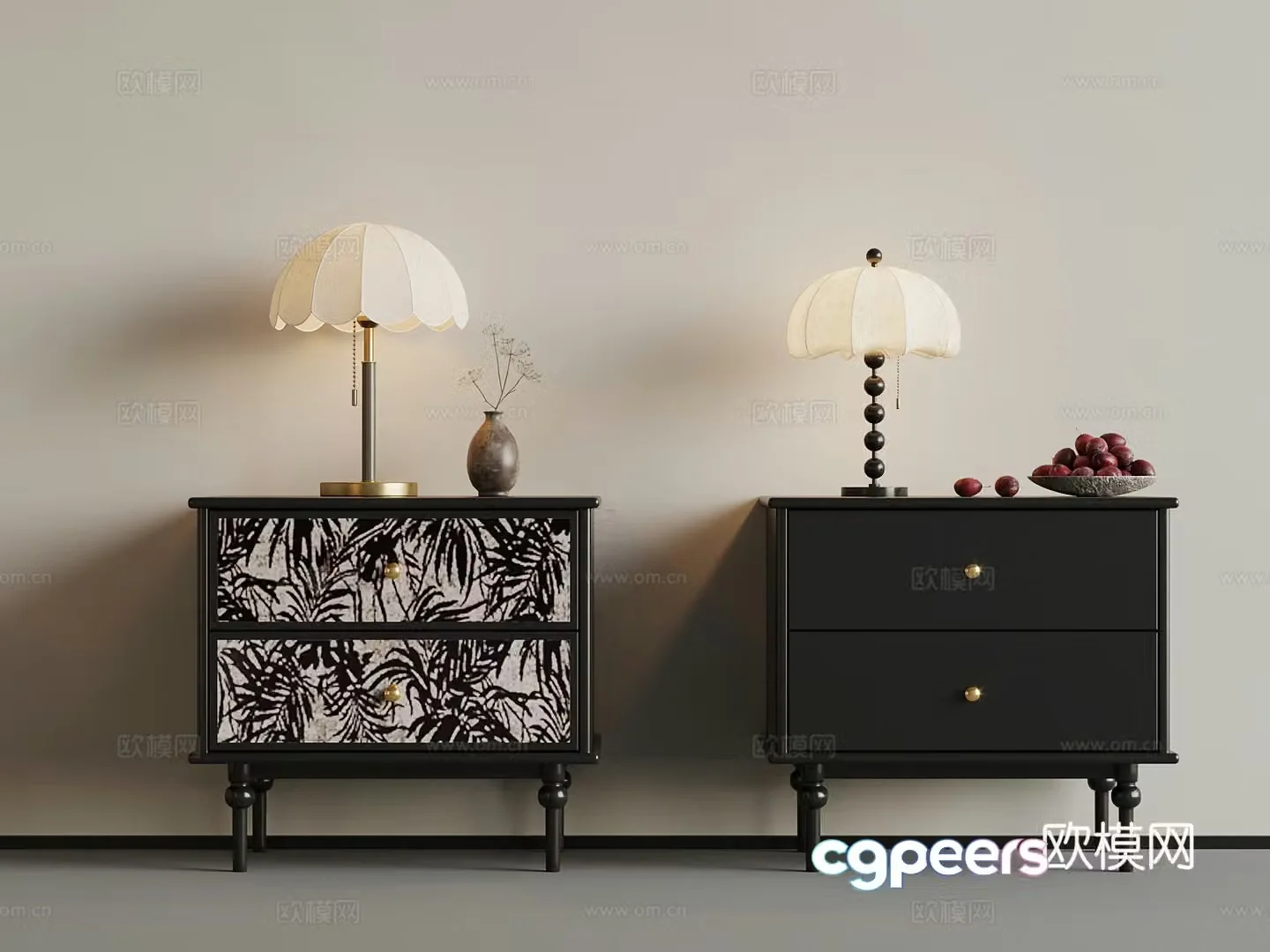 French bedside table lamp 3d model