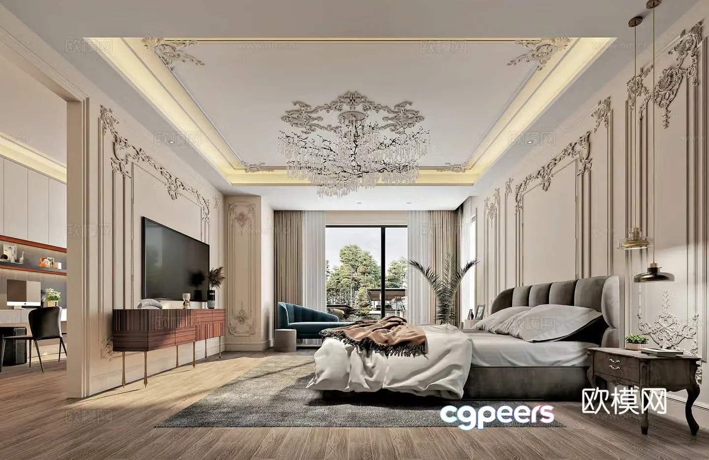 French master bedroom 3d model