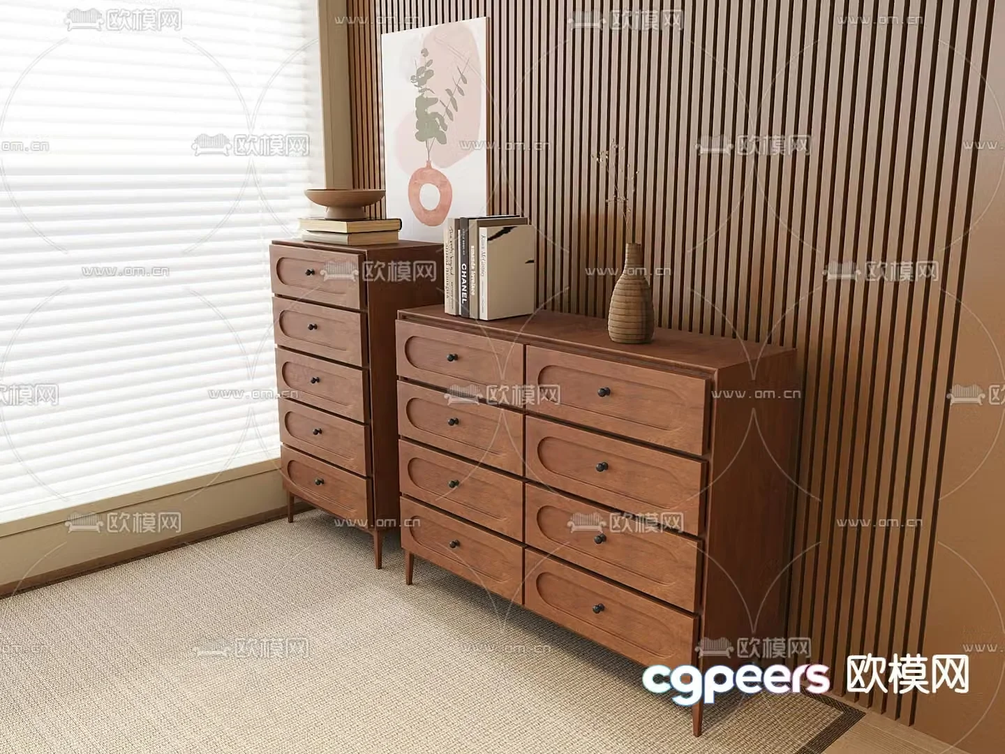 Medieval style side cabinet entrance cabinet chest of drawers 3D model