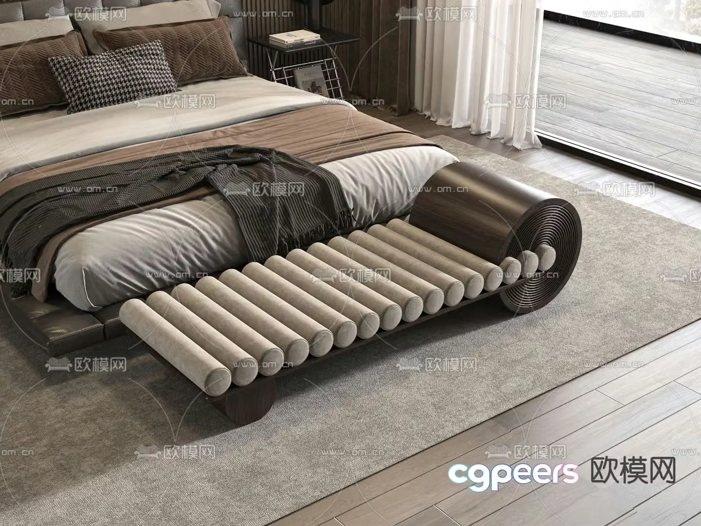 Footrest bed end stool 3d model