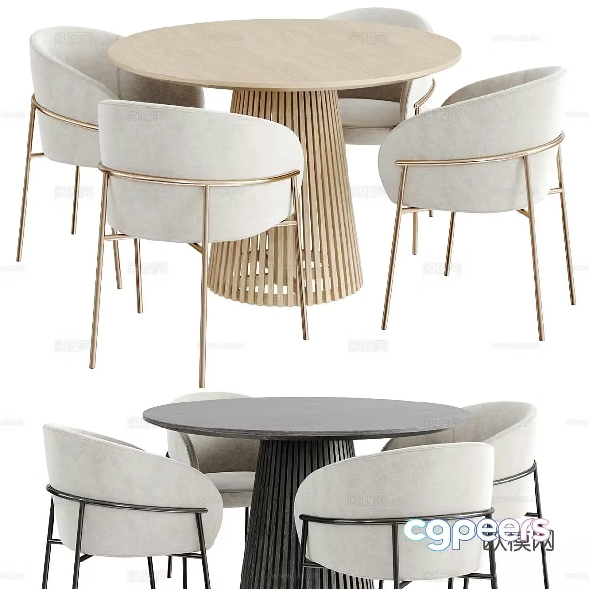 New Chinese dining table and chair 3D model