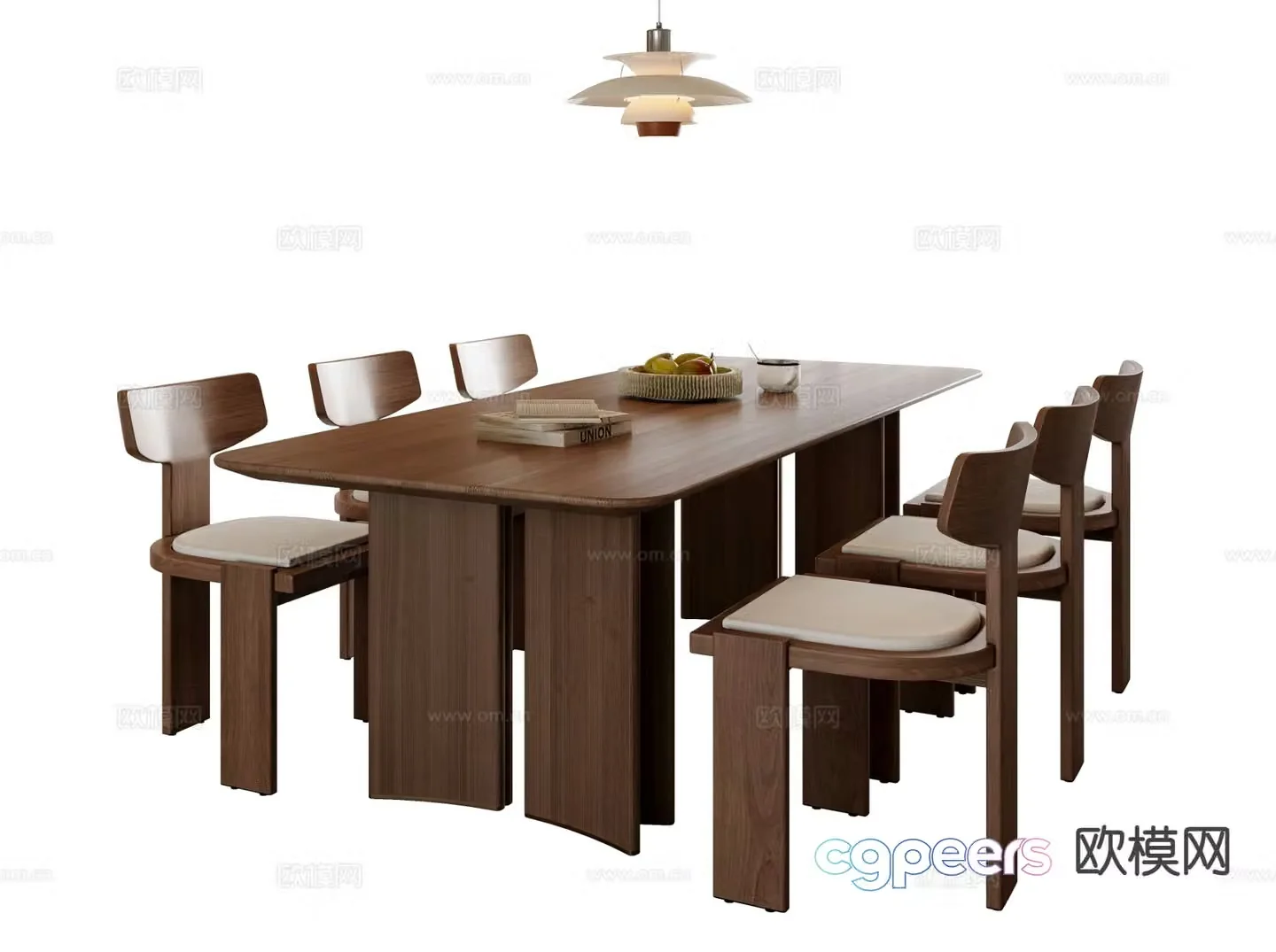Medieval style dining table and chairs 3d model