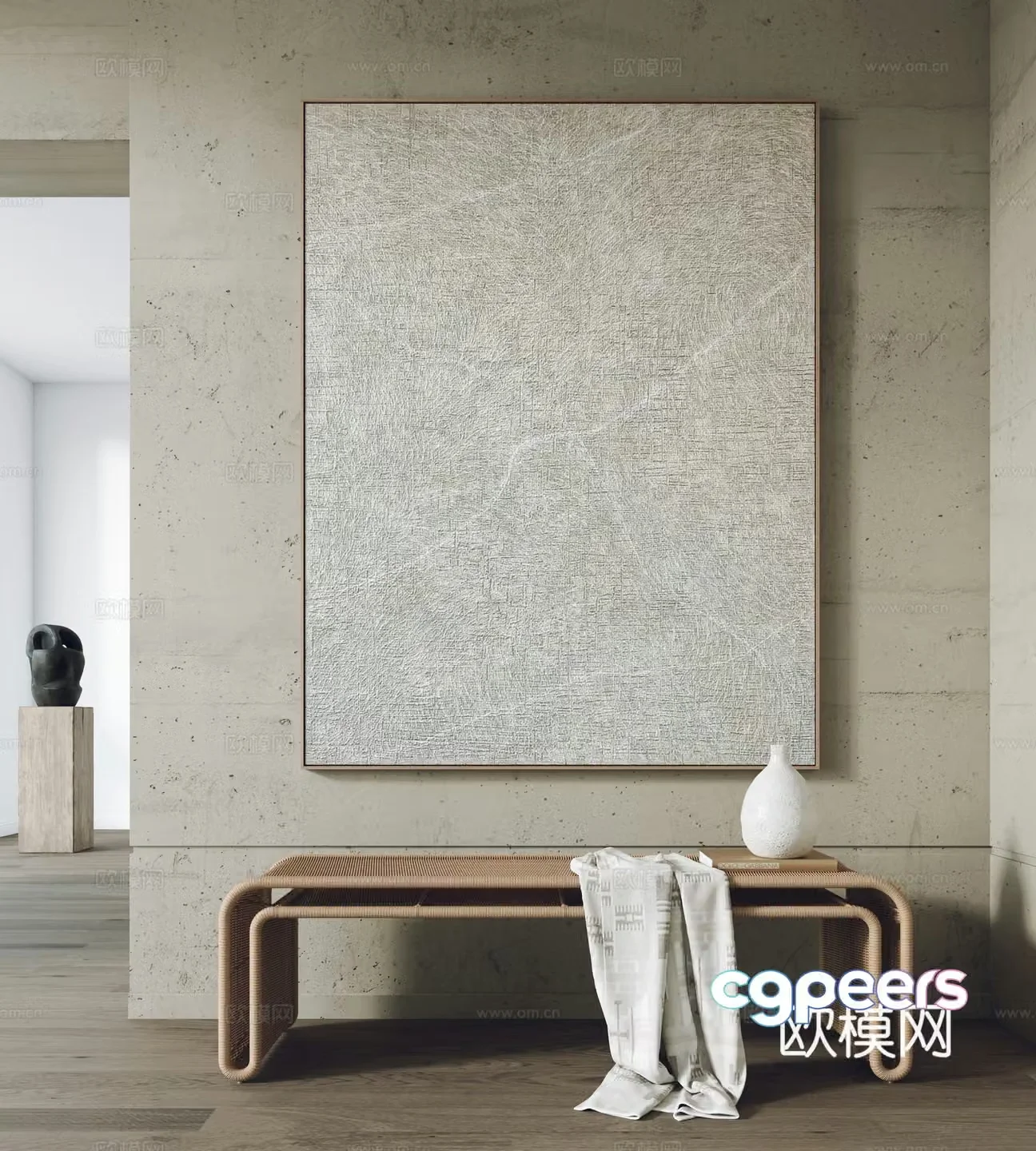 Modern decorative painting Hanging painting Bench 3d model