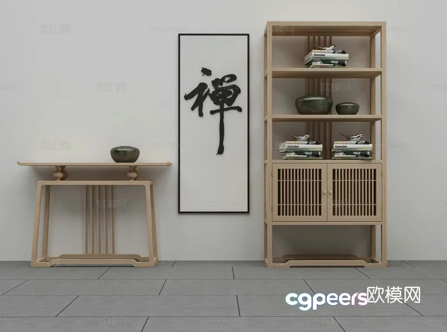 New Chinese style decorative cabinet 3D model