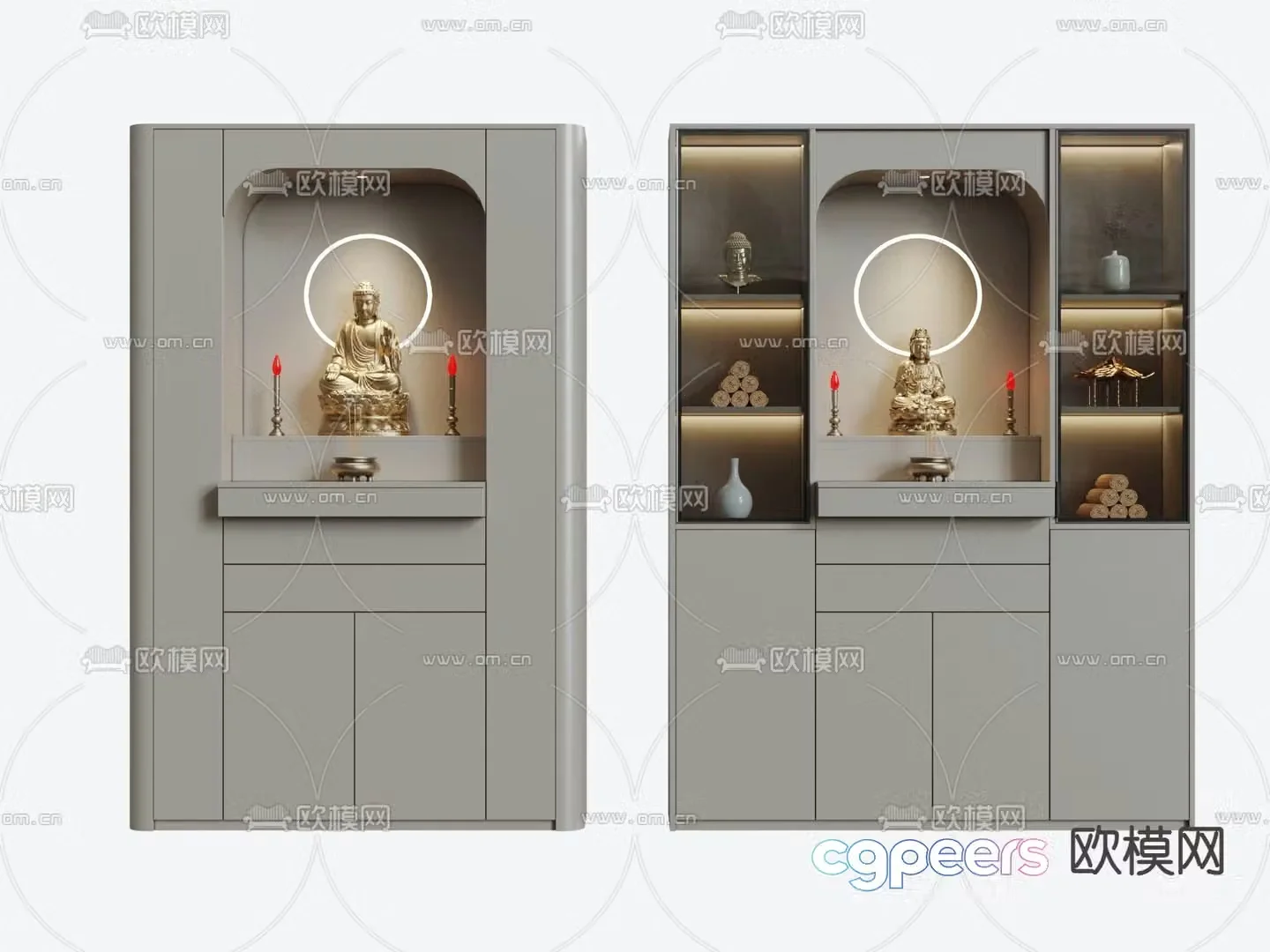 New Chinese style Buddhist niche shrine sacred cabinet 3D model