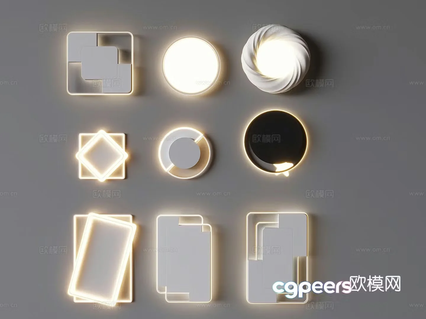 Creamy air ceiling lamp Square round ceiling lamp 3d model