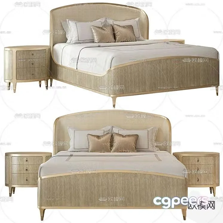 Modern double bed 3d model