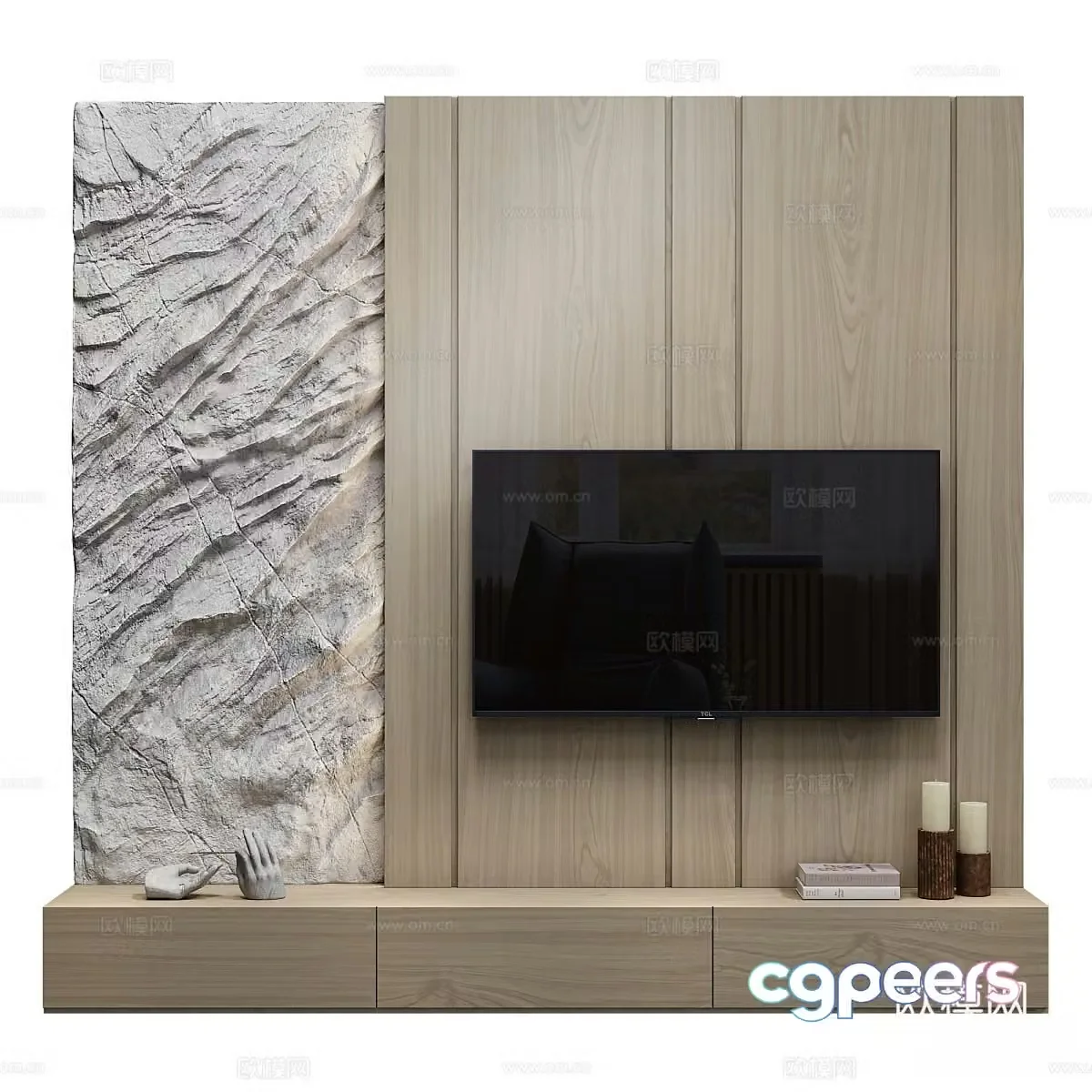 Modern TV background wall 3d model