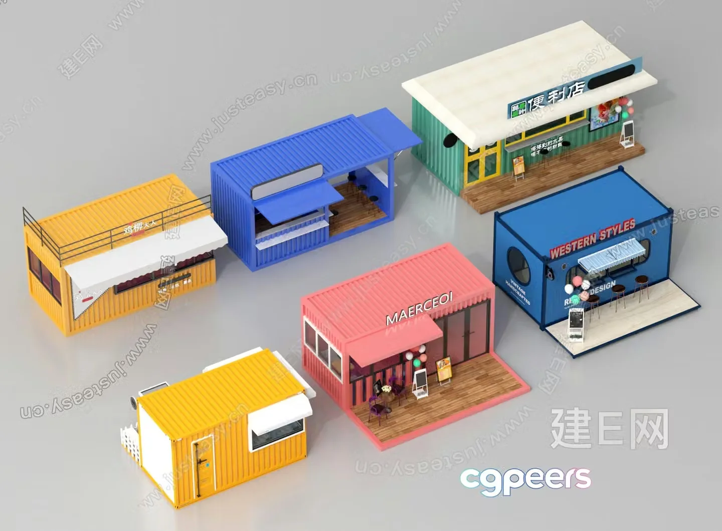 Miniature Storefronts 3D Model – 5751 – VRAY Render
