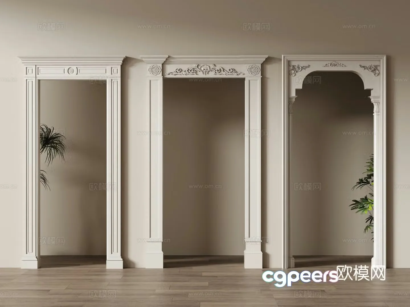 Door cover pass arch door hole carved door lintel 3D model