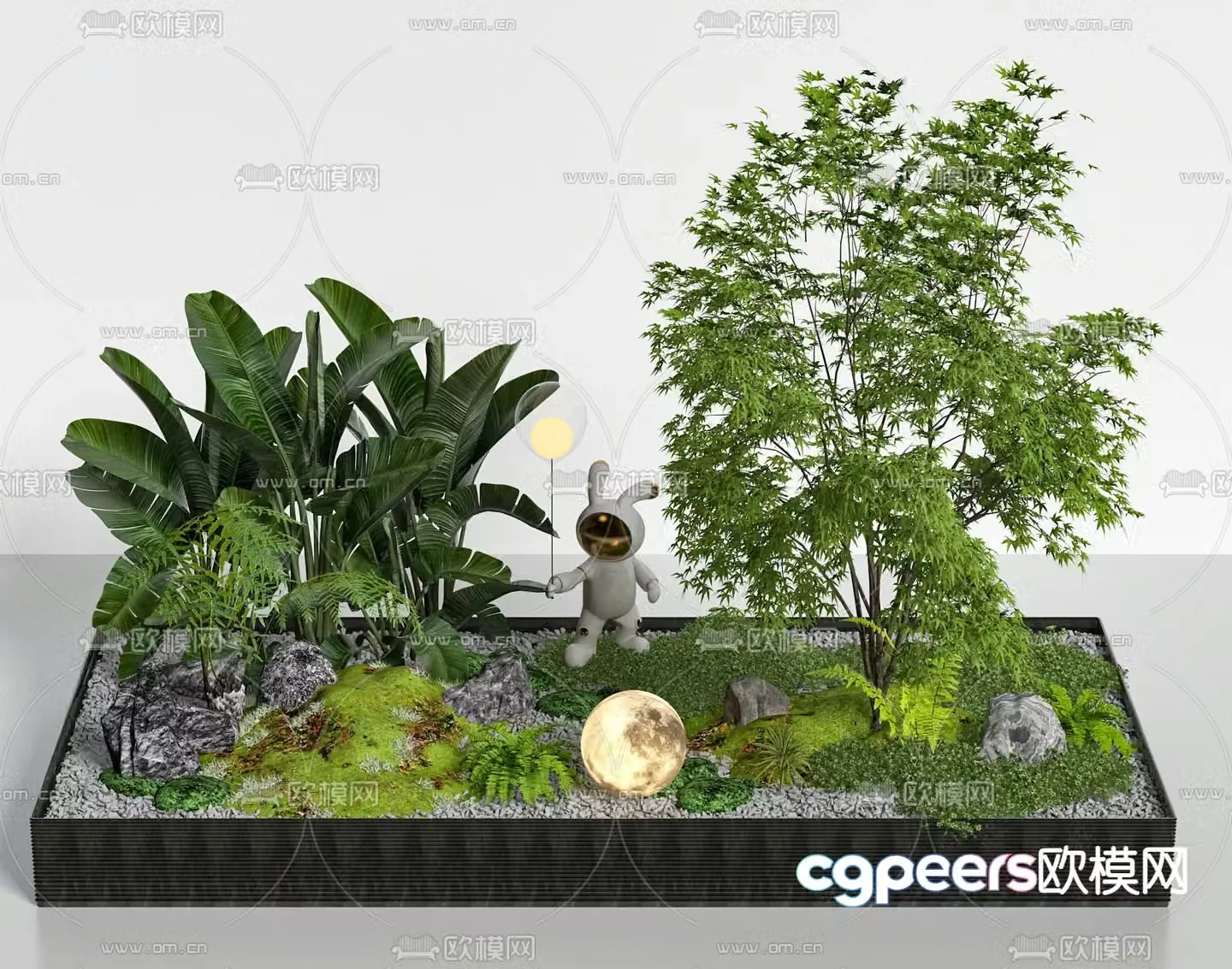 Modern green plant landscaping 3D model