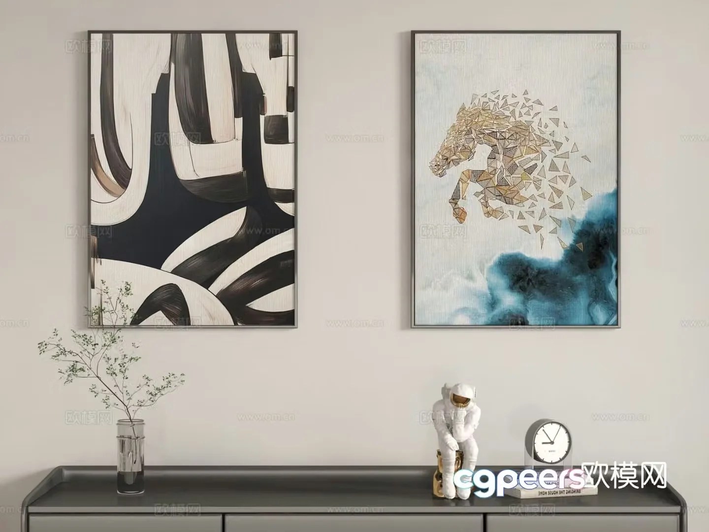 Light luxury decorative painting hanging painting 3d model