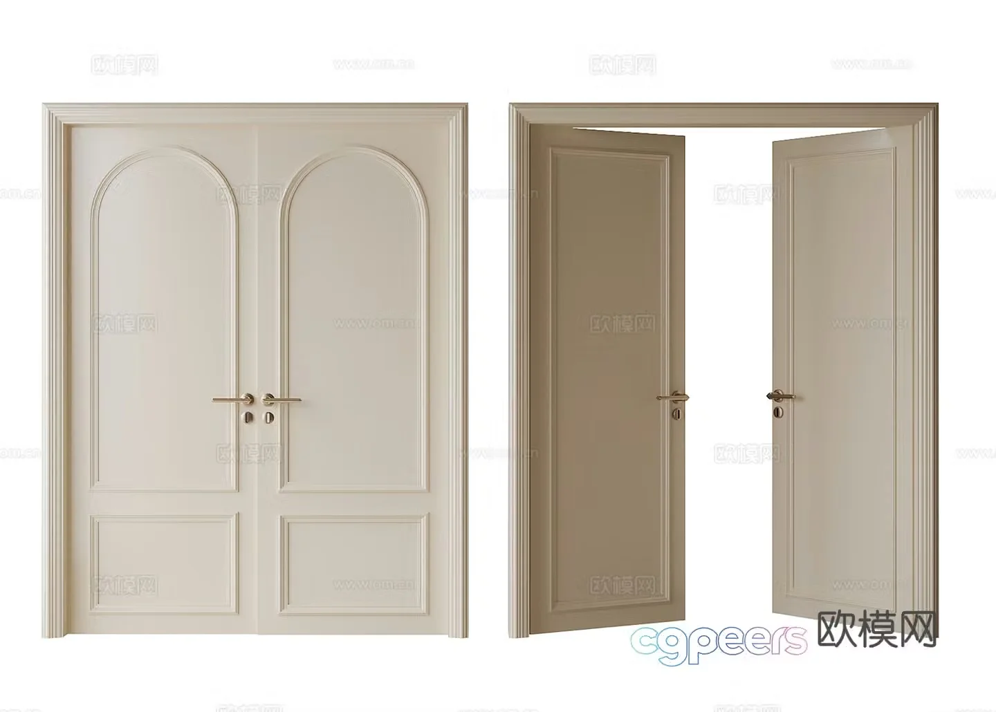 French double door entry door 3d model
