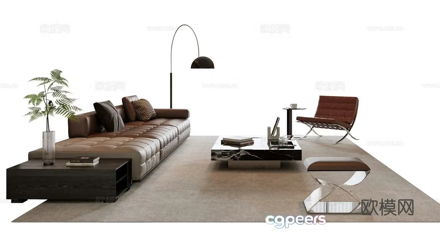 Italian sofa coffee table combination 3D model