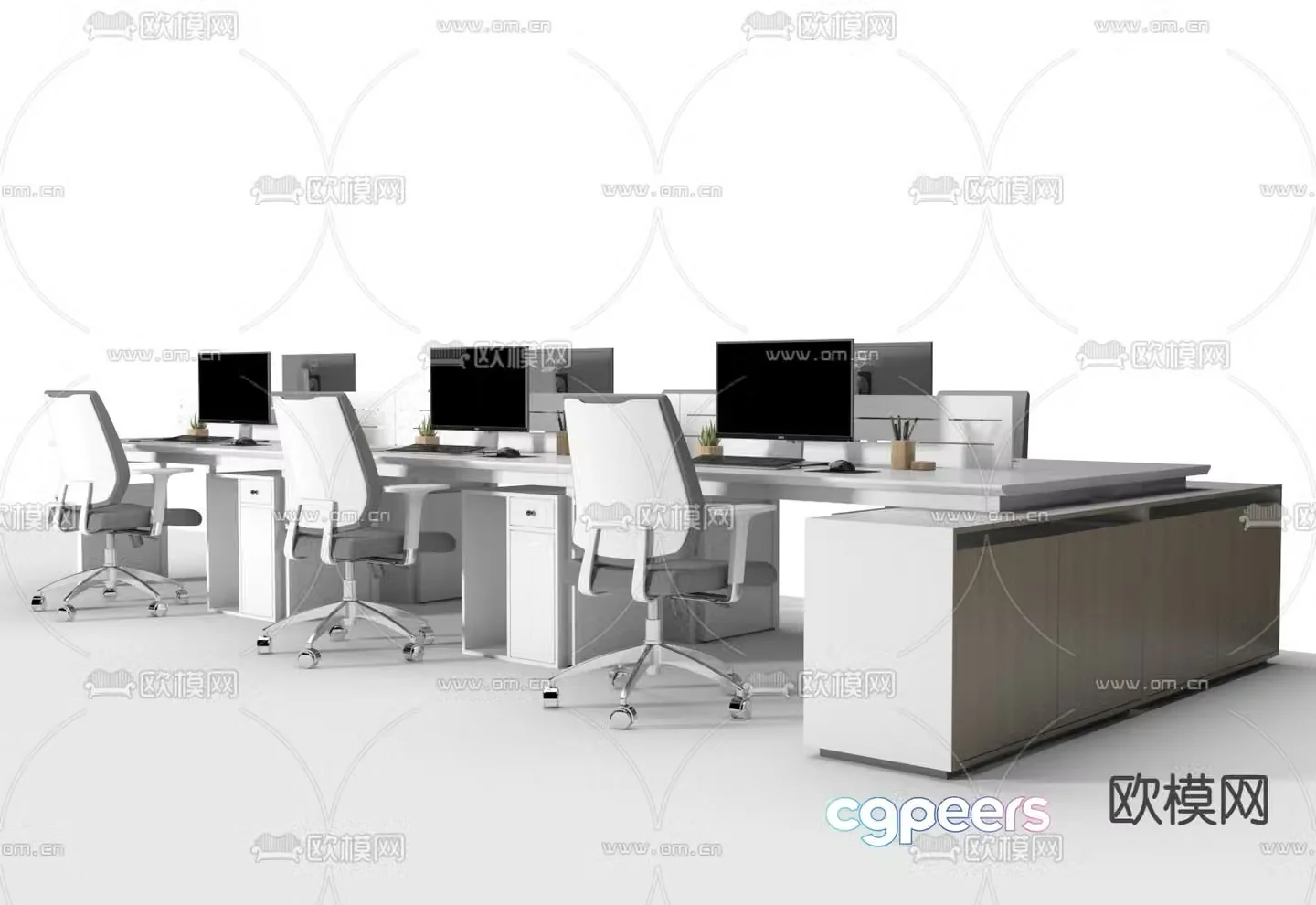 Office desk and chair booth 3d model