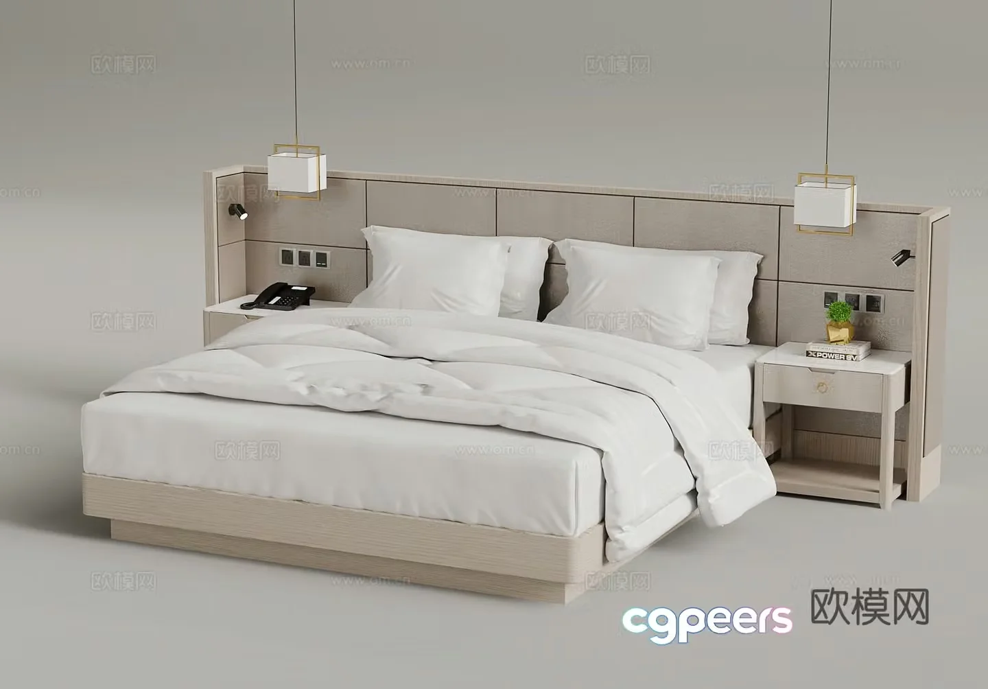 Double bed Modern hotel double bed 3d model