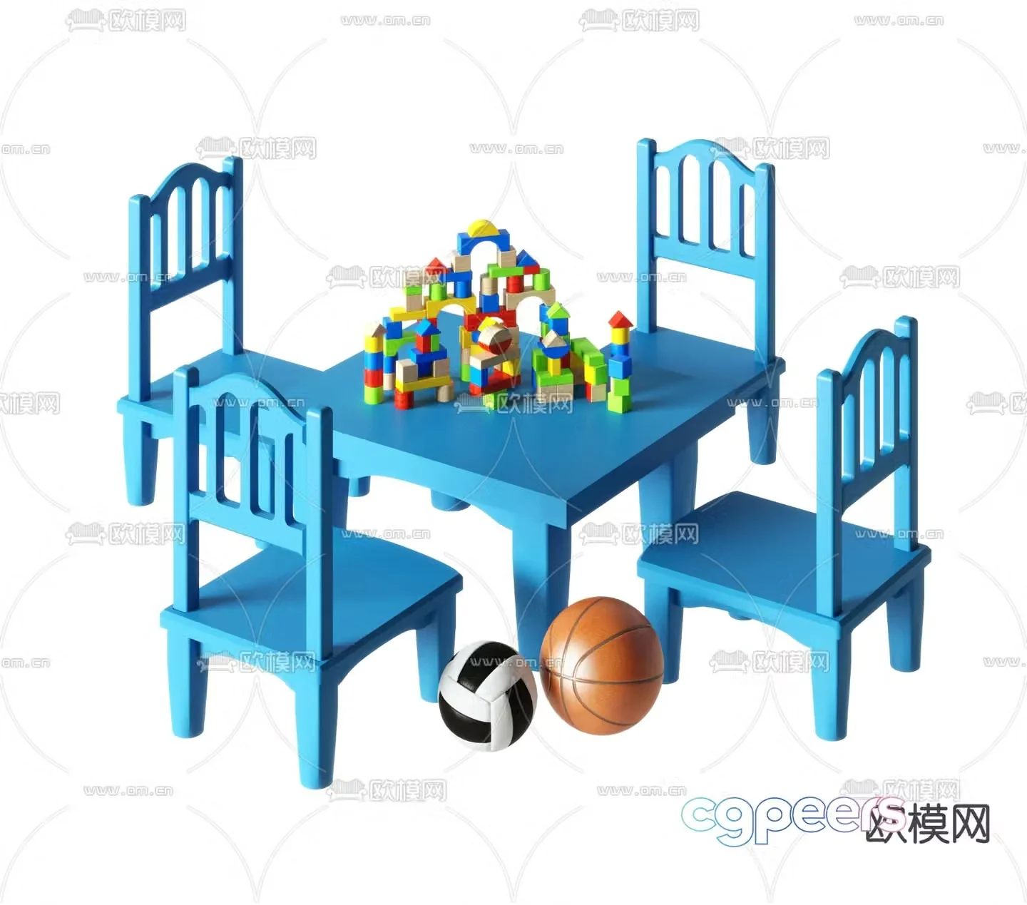 Children’s table and chair 3d model