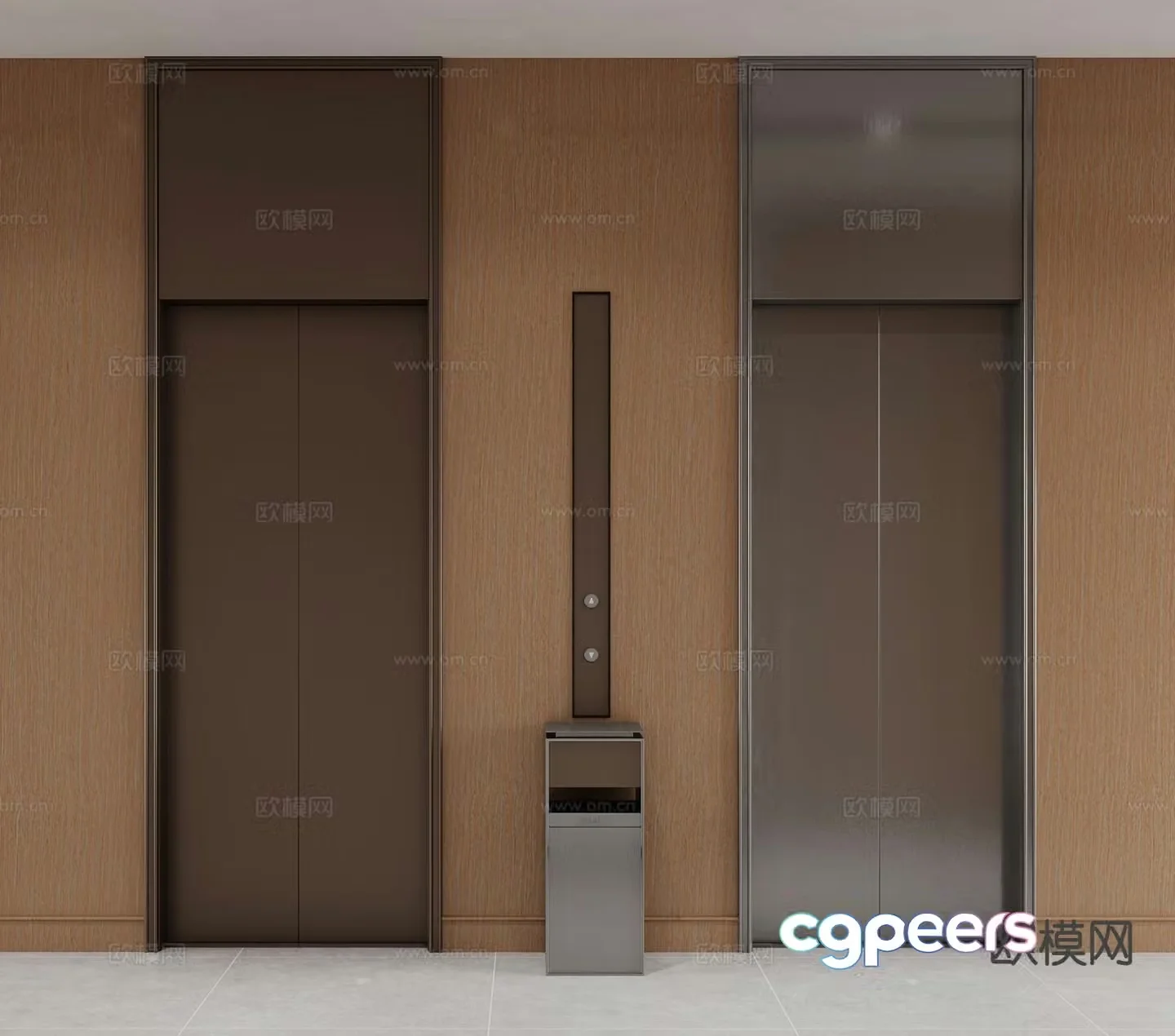 Modern elevator hall elevator door 3d model