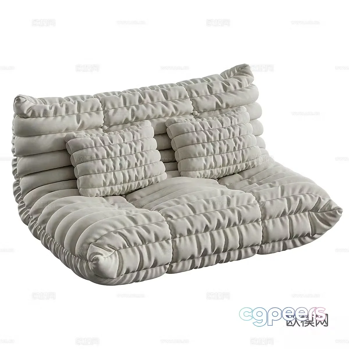 Modern cream style two-person casual sofa 3d model