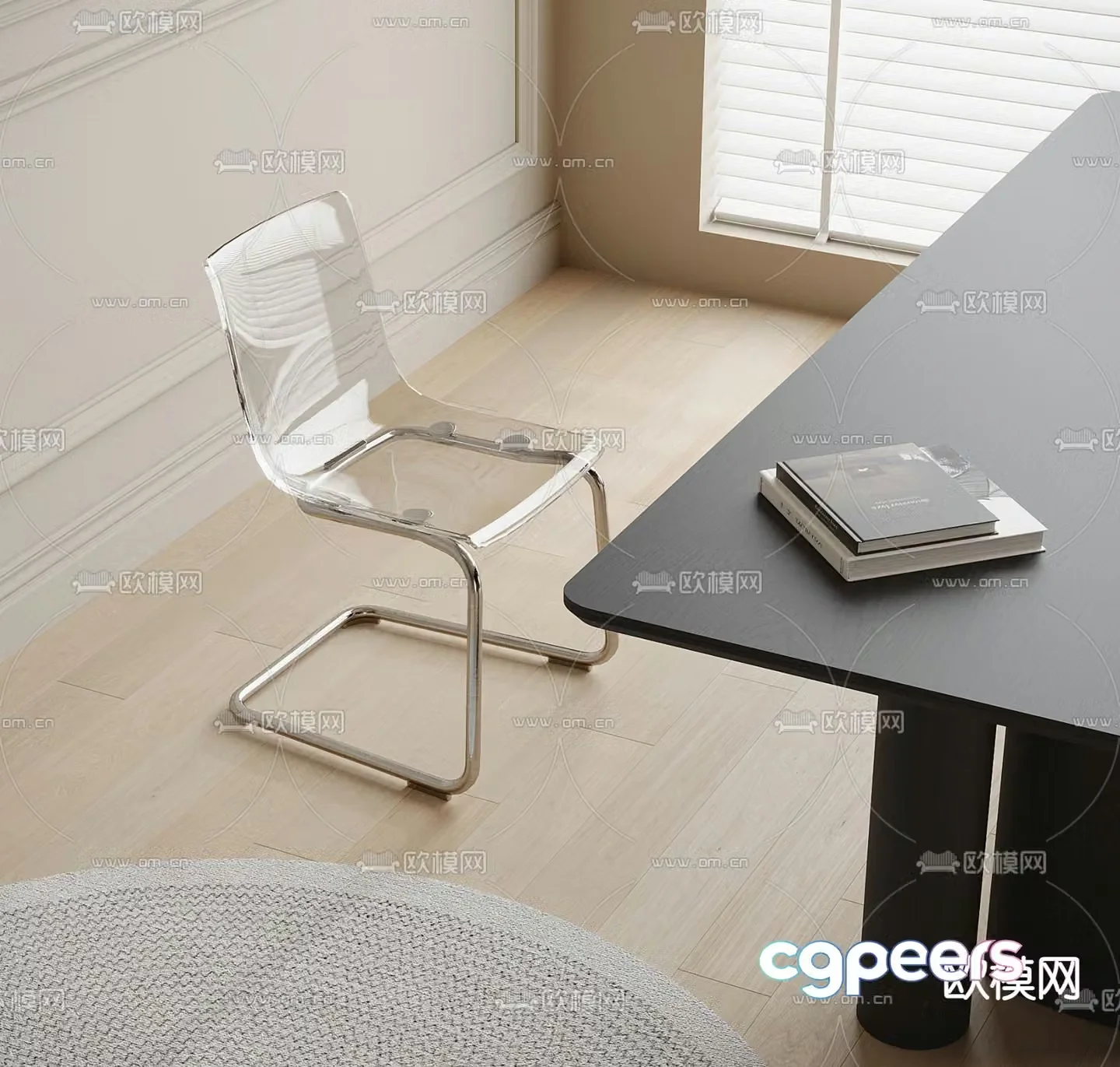 Modern chair acrylic dining chair single chair 3d model
