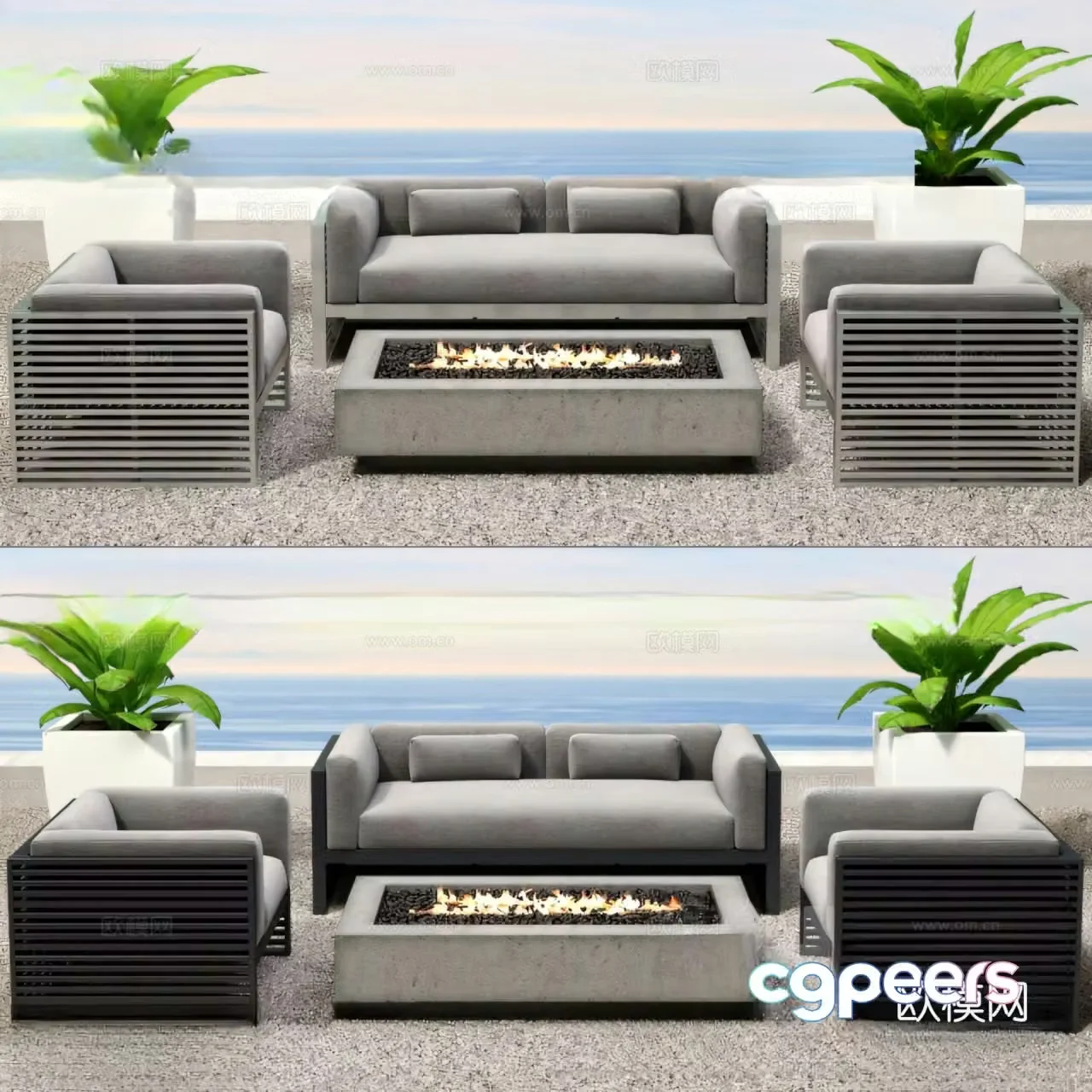 Outdoor sofa modular sofa 3d model