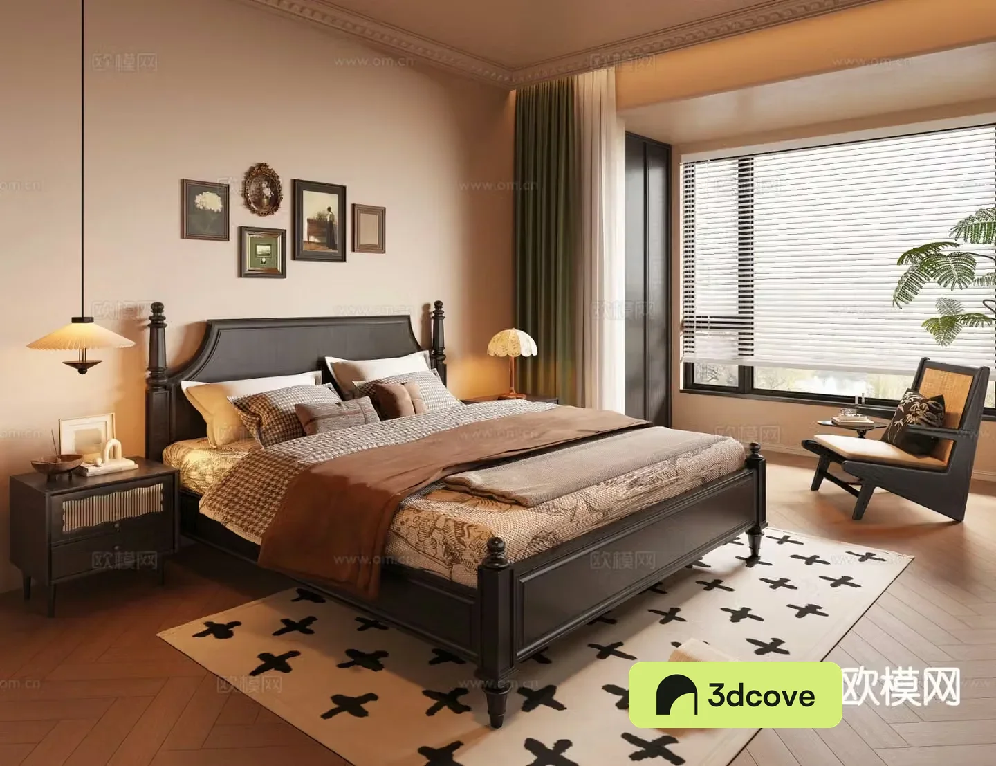 French retro style bedroom master bedroom