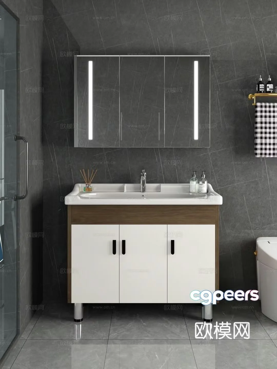Modern bathroom cabinet mirror bathroom 3d model
