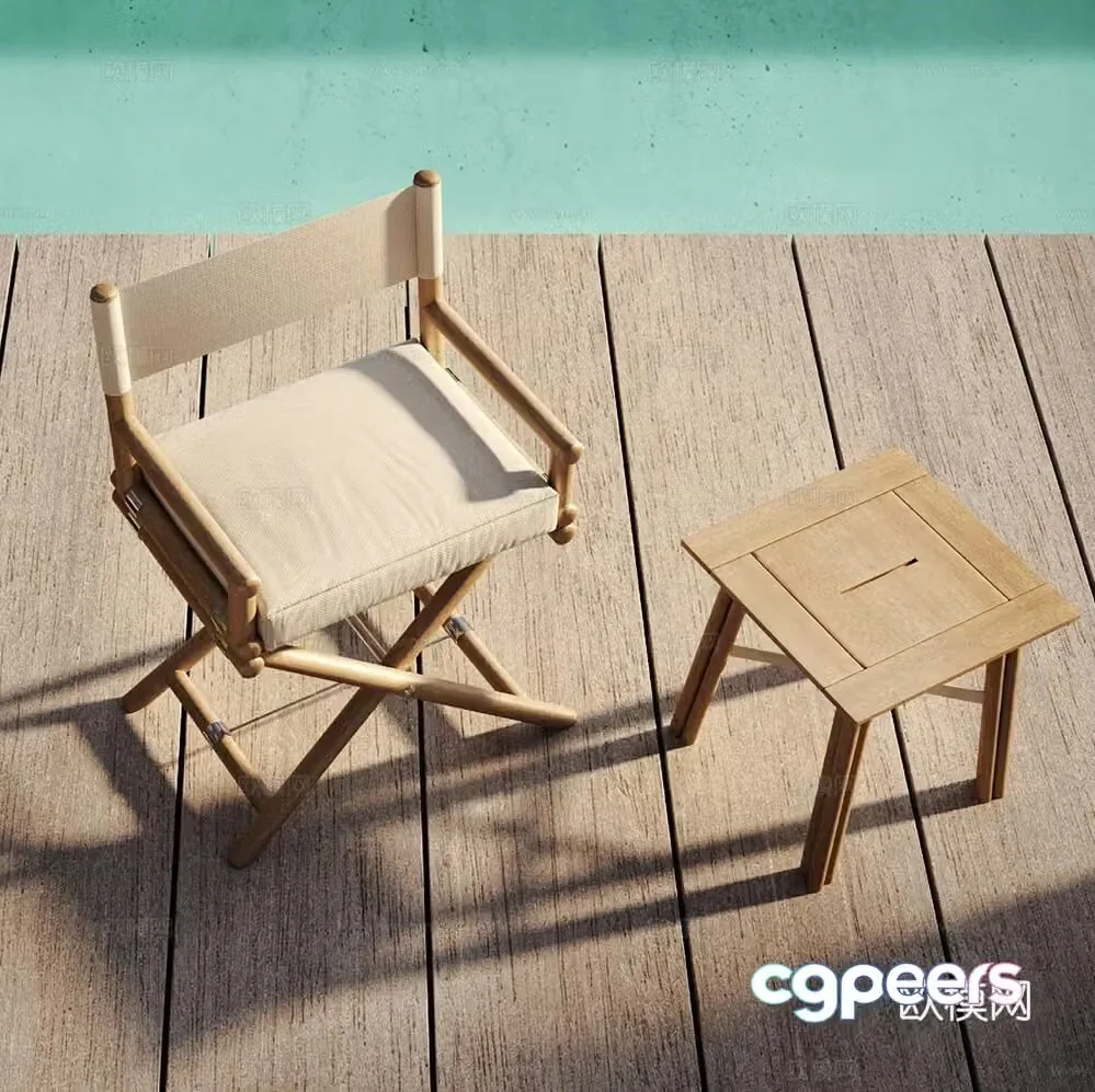 Braid folding chair outdoor folding chair 3d model