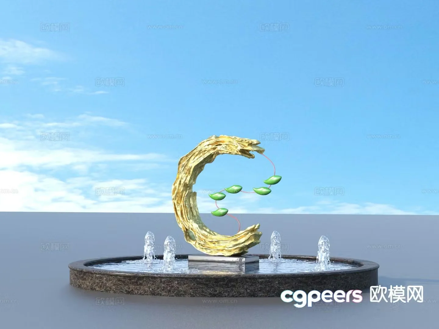 Urban sculpture water fountain landscape sculpture 3d model