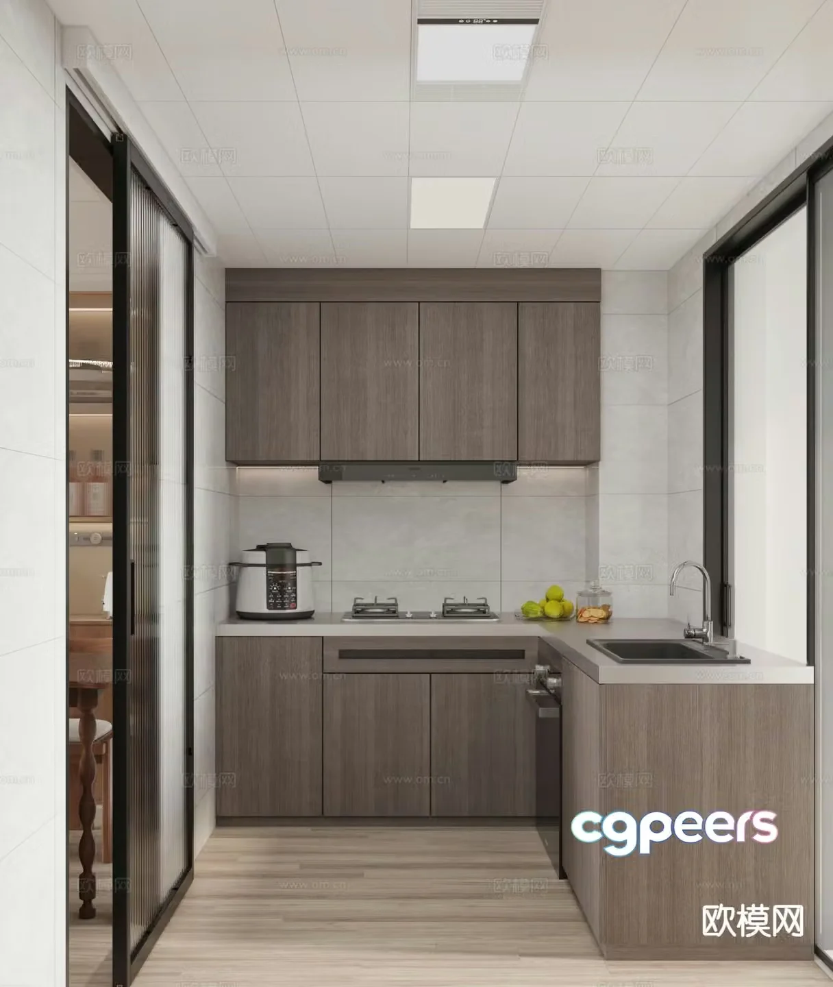 Log style kitchen 3d model
