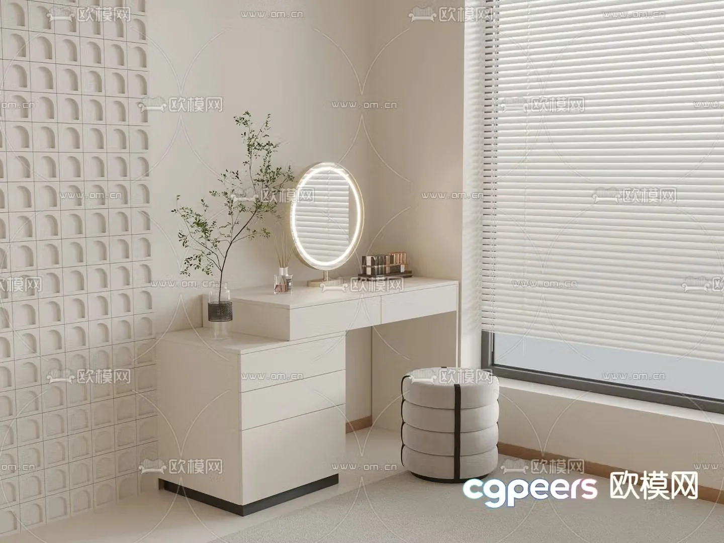 Cream style dresser 3d model