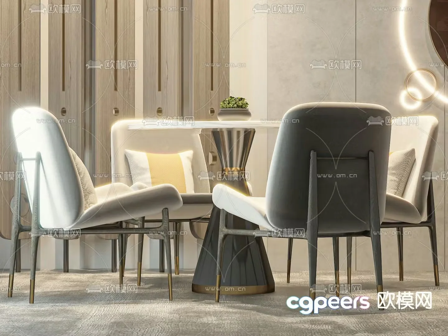 Single chair dining chair 3d model