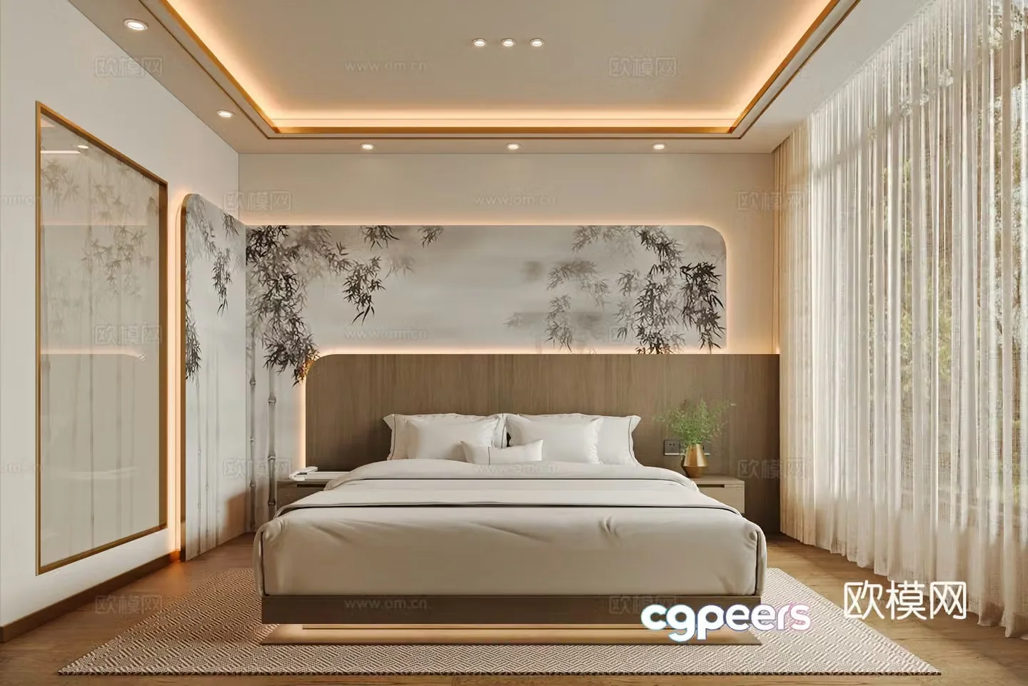 New Chinese bedroom 3D model