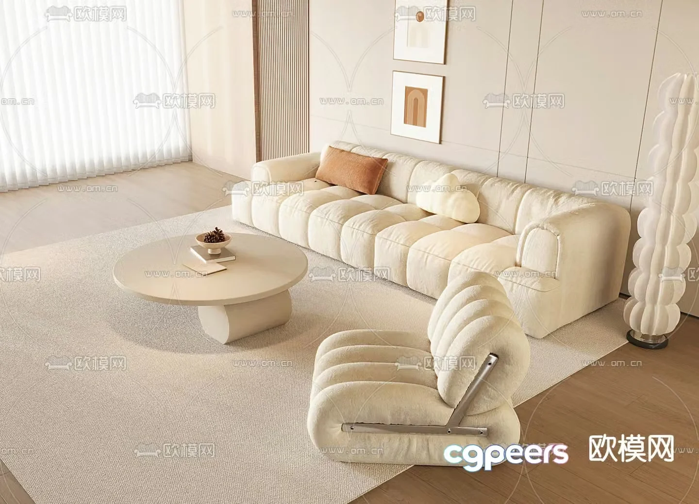 Cream style sofa 3d model