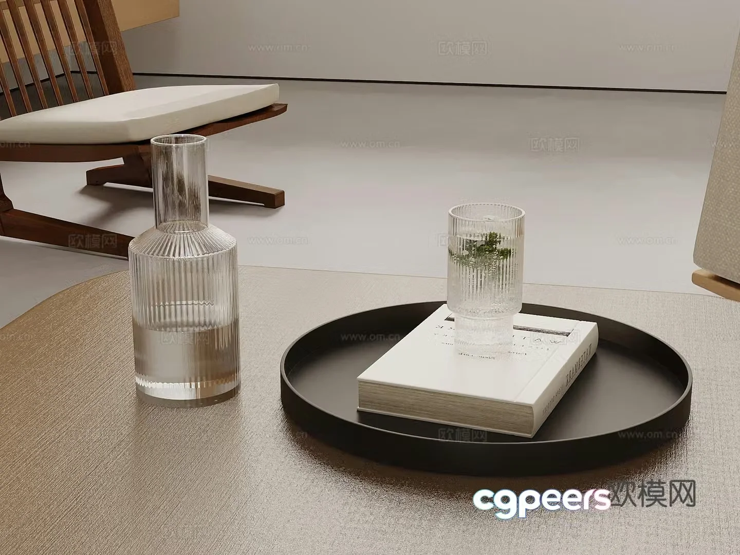17 modern tray water cup ornament 3d model