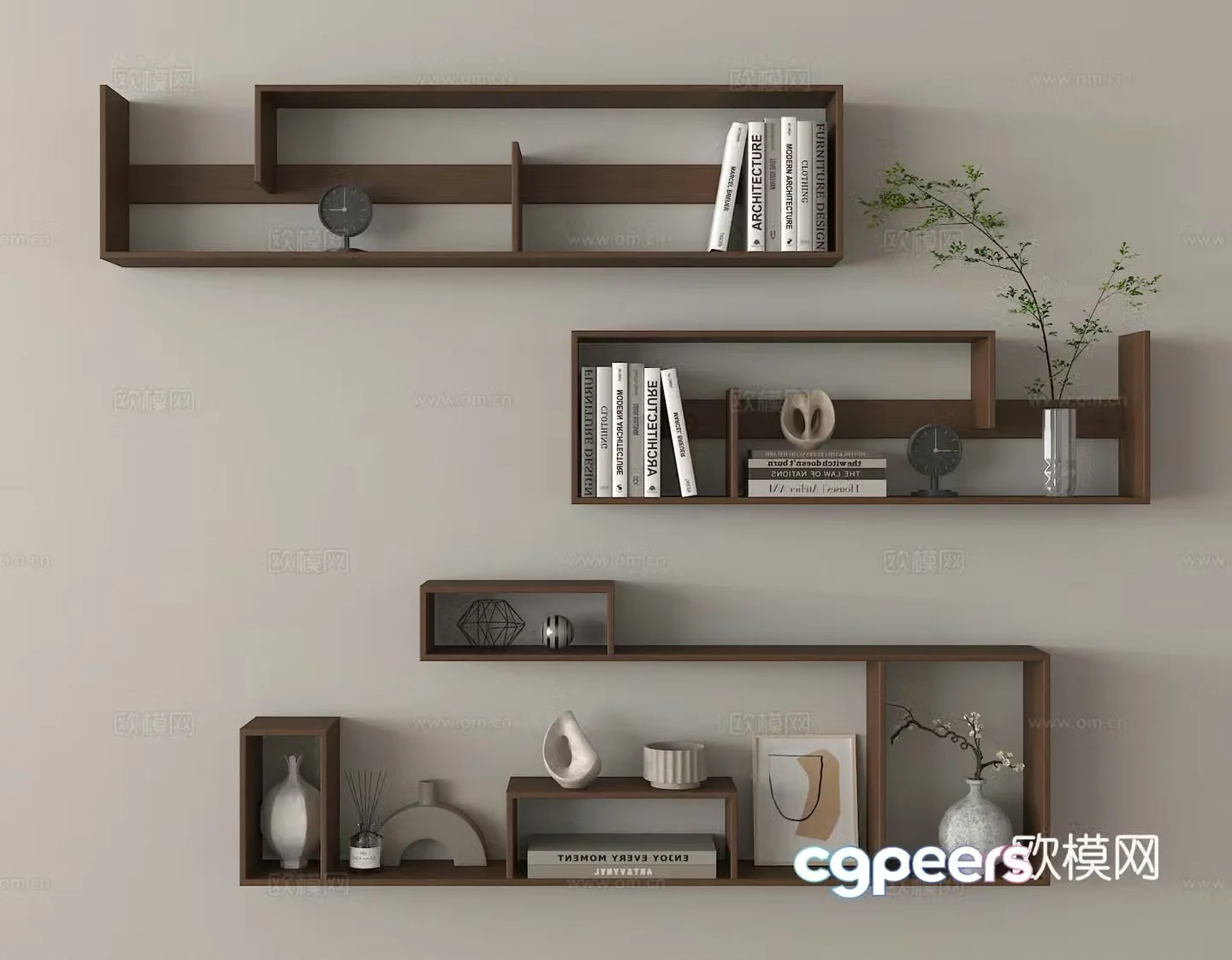 Modern wall cabinet wall hanging bookshelf storage rack 3d model