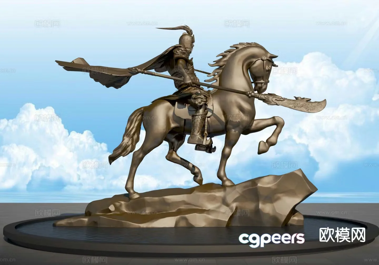 Three Kingdoms Sculpture Zhao Zilong Sculpture 3D Model