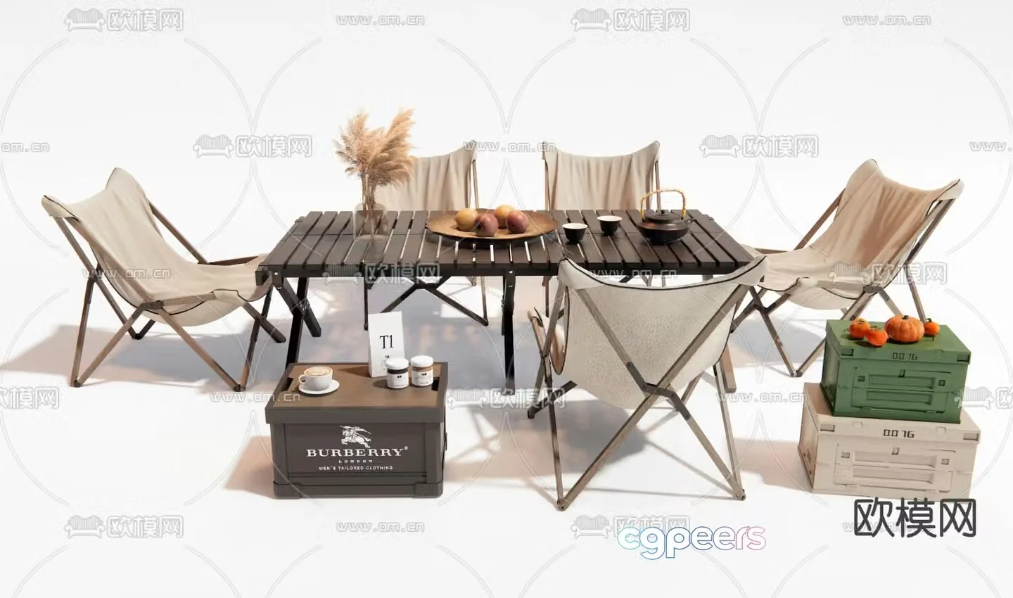 Camping table and chairs Outdoor table and chairs 3d model