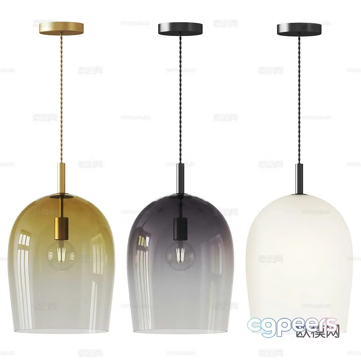 Modern light luxury minimalist glass decorative small chandelier 3d model