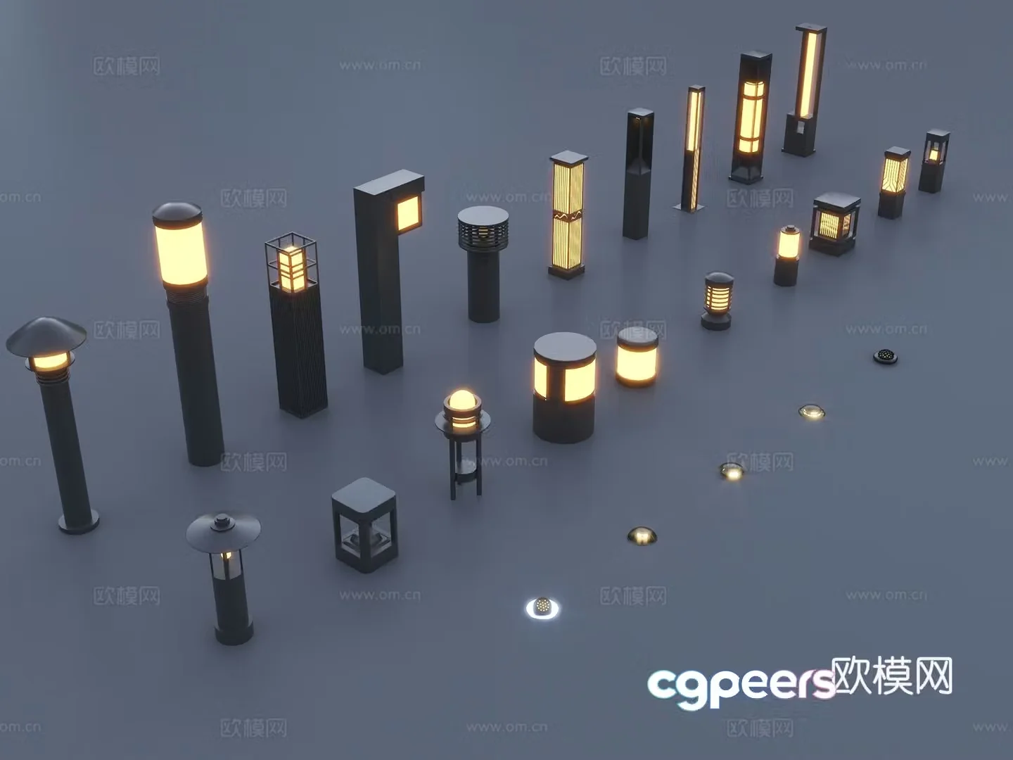 Modern landscape lights courtyard lights new Chinese-style landscape lights lawn lights floor lamps outdoor courtyard lights 3D model