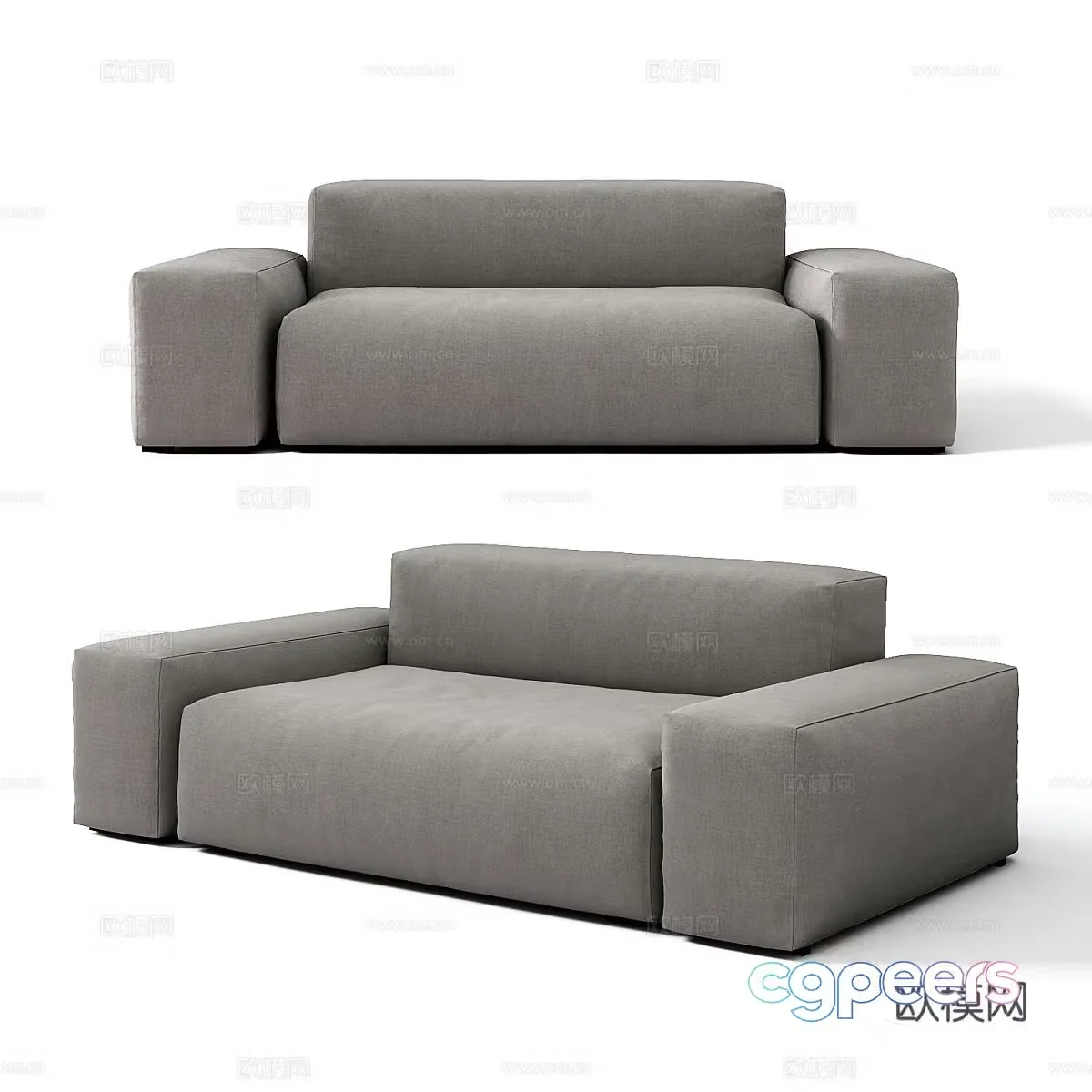 Modern simple double sofa double sofa simple sofa living room sofa pillow 3D model