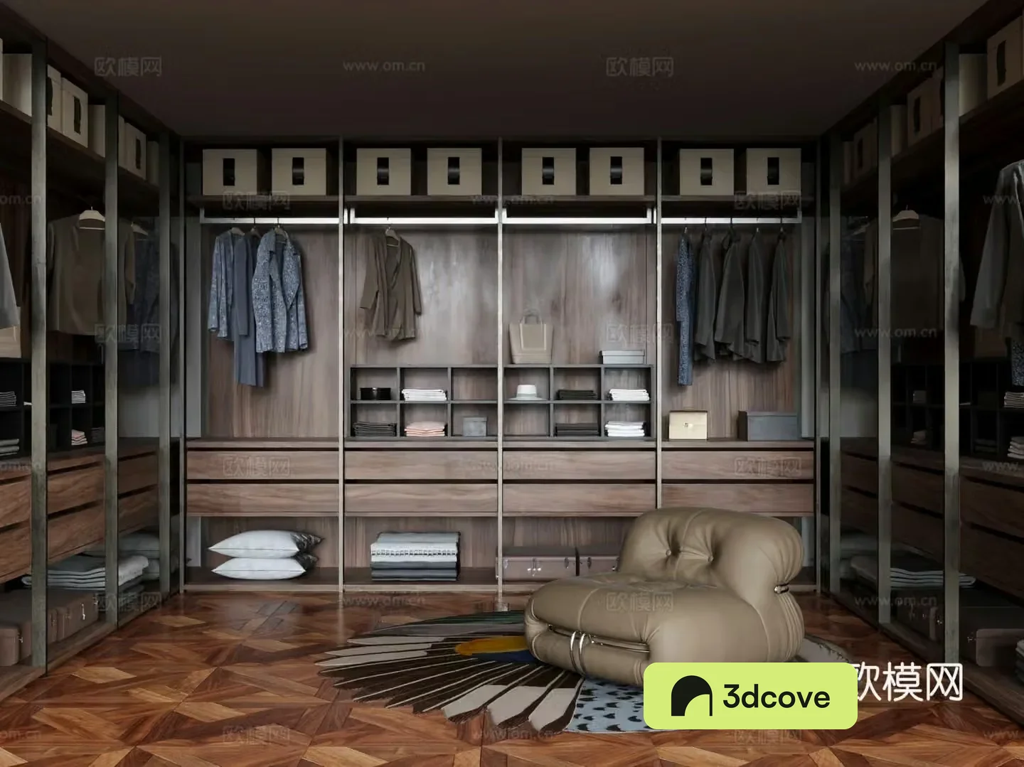 Modern medieval cloakroom U-shaped cloakroom