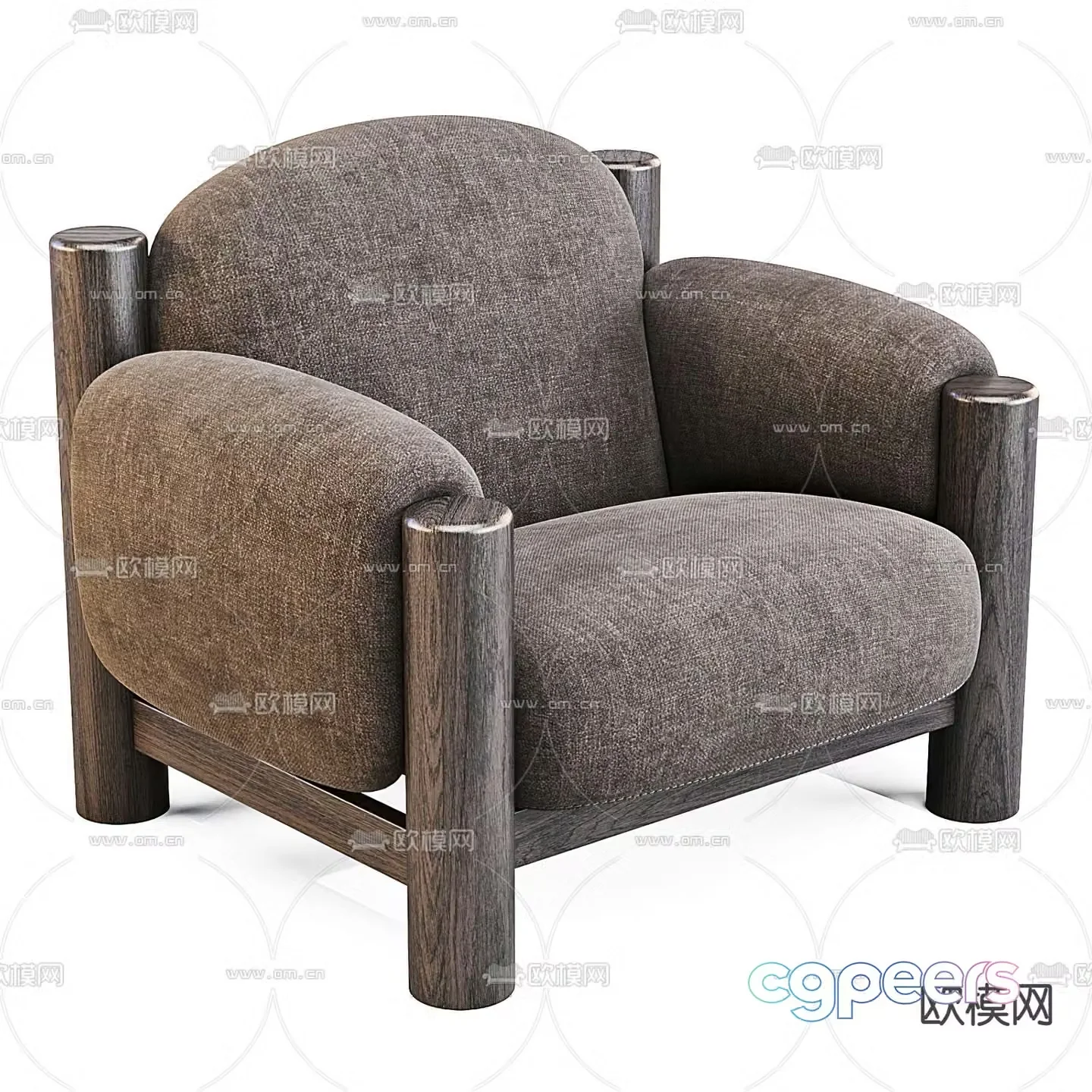 poliform modern brown lounge chair 3d model