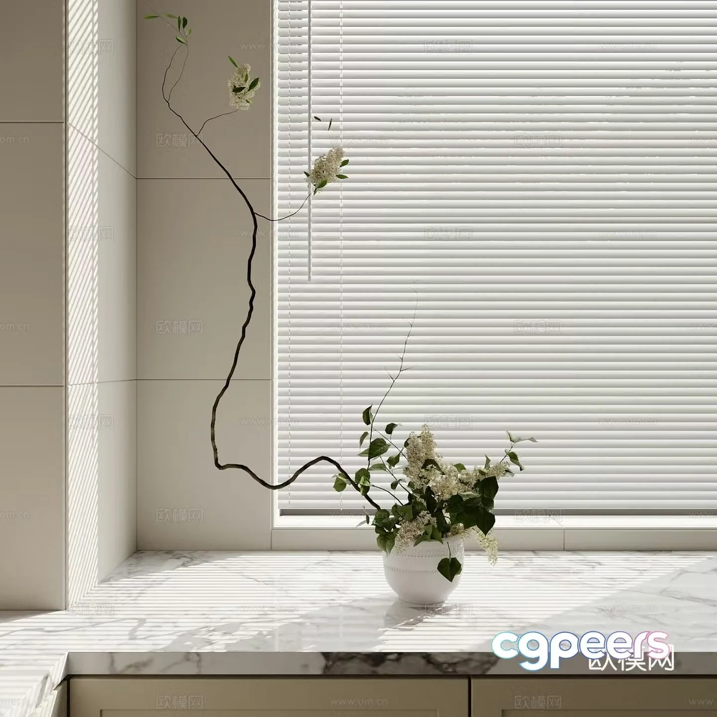 Modern flower potted plants Decorative green plants Green plant ornaments 3D model