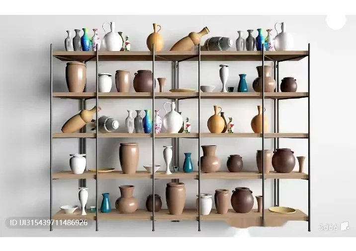 Metal And Wood Shelving Unit 3D Model – 9452 – VRAY Render