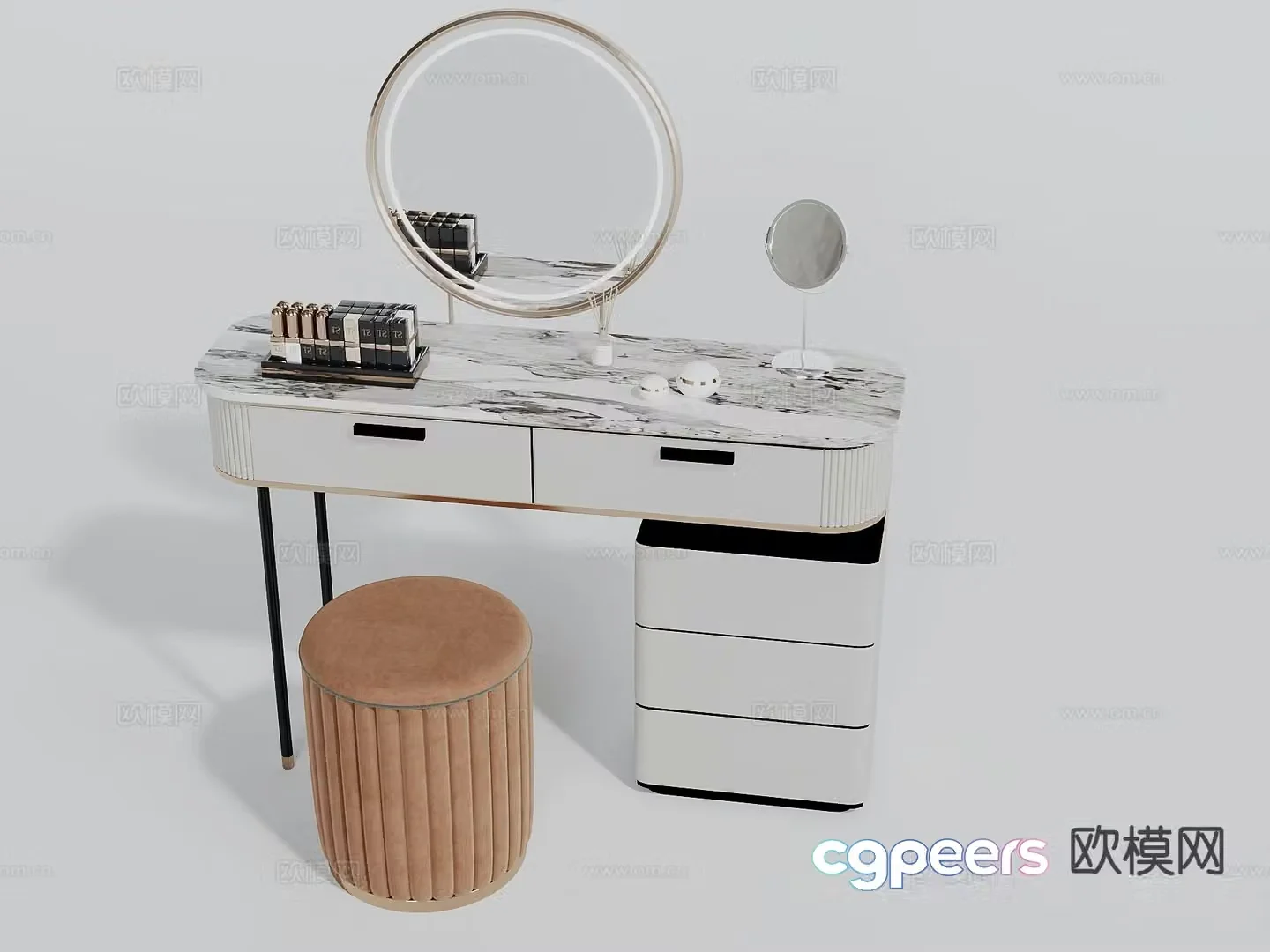 Light luxury dressing table makeup table 3d model
